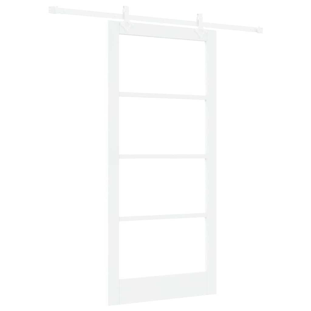 Skydedør Hvid 93 x 202 cm Massivt fyrretræ og glas