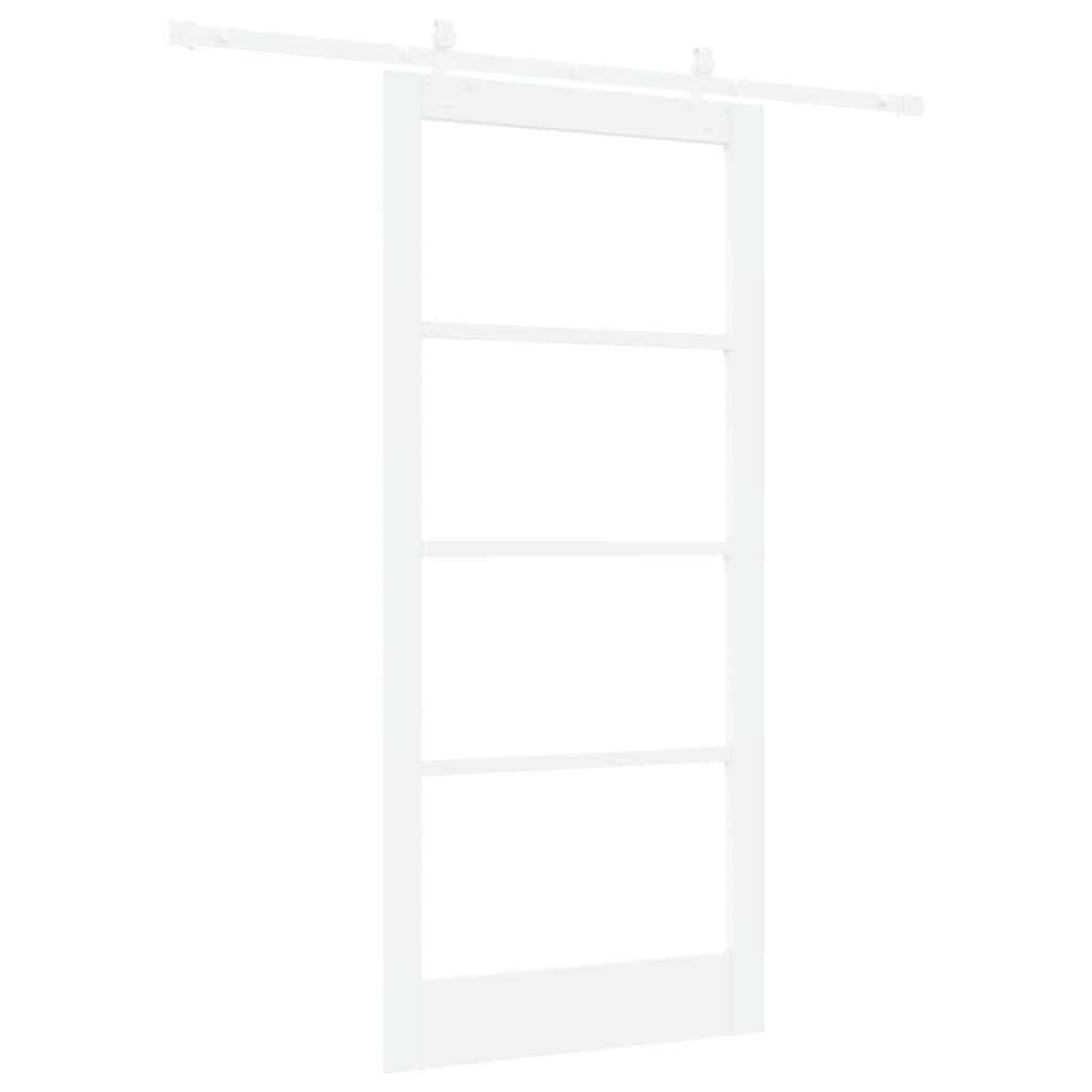 Skydedør Hvid 93 x 202 cm Massivt fyrretræ og glas