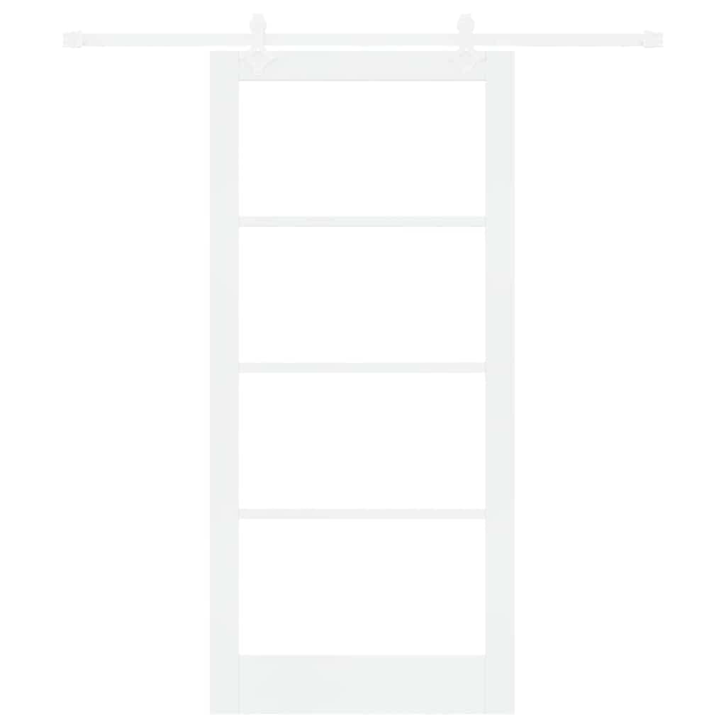 Skydedør Hvid 93 x 202 cm Massivt fyrretræ og glas