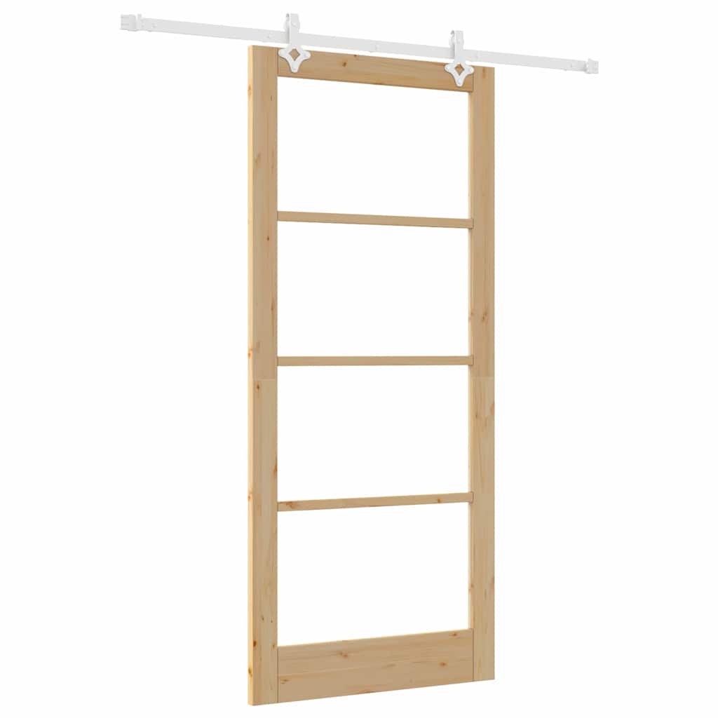 Skydedør Naturfarvet 93 x 211 cm Massivt fyrretræ og glas