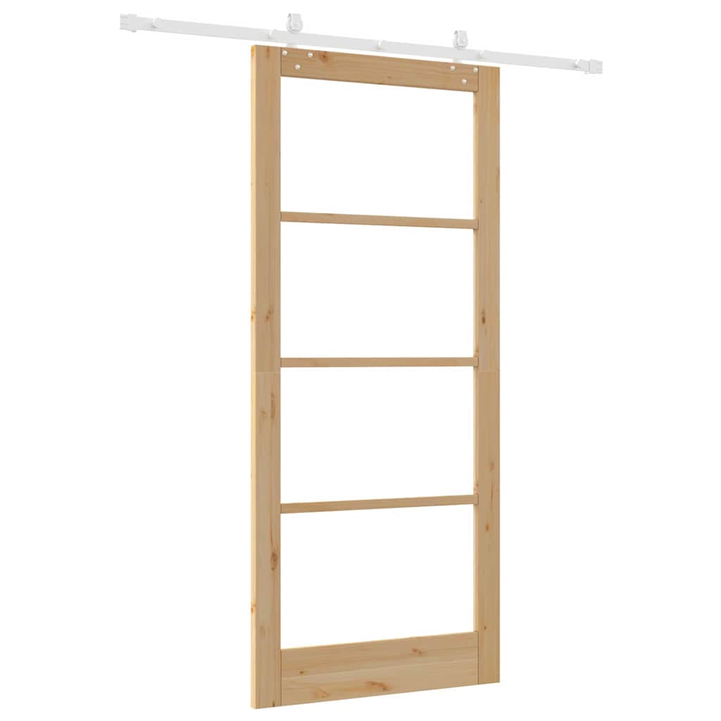 Skydedør Naturfarvet 93 x 211 cm Massivt fyrretræ og glas