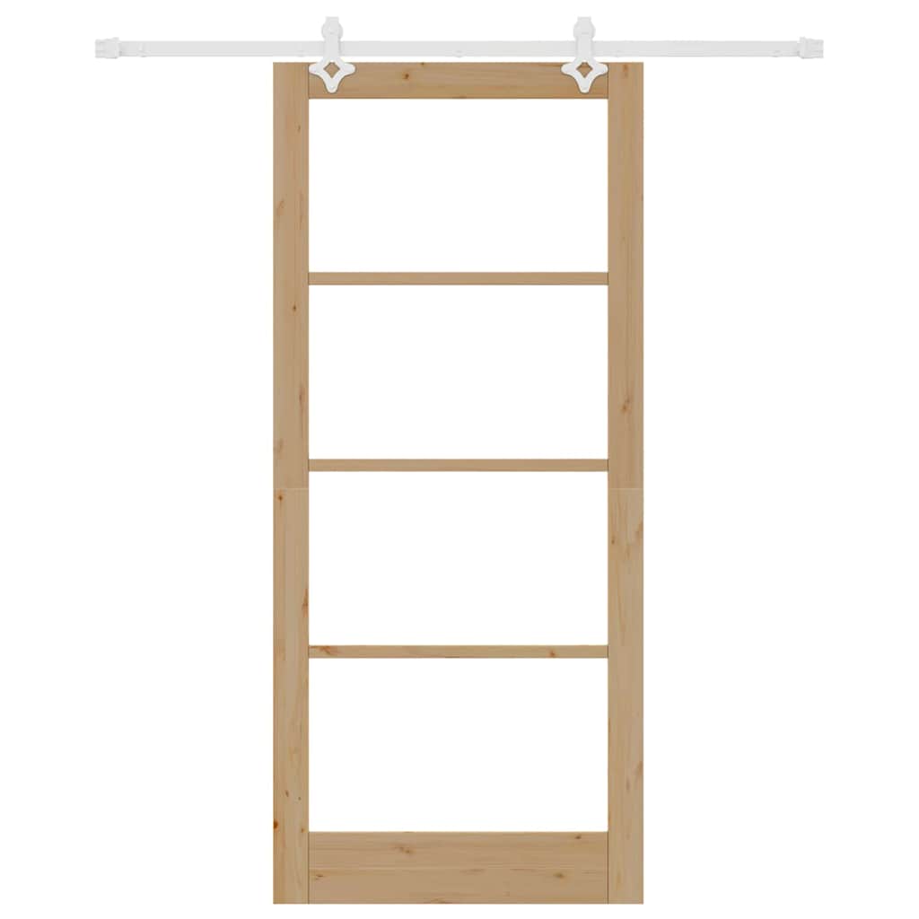 Skydedør Naturfarvet 93 x 211 cm Massivt fyrretræ og glas