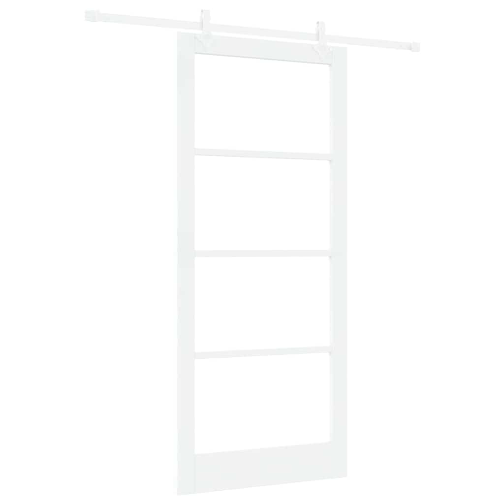 Skydedør Hvid 93 x 211 cm Massivt fyrretræ og glas
