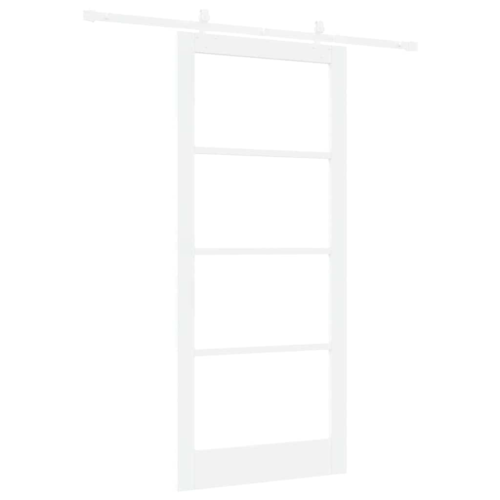 Skydedør Hvid 93 x 211 cm Massivt fyrretræ og glas