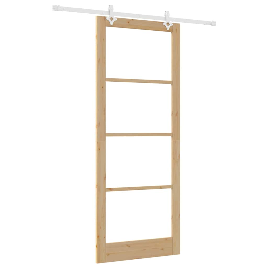 Skydedør Naturfarvet 93 x 232 cm Massivt fyrretræ og glas