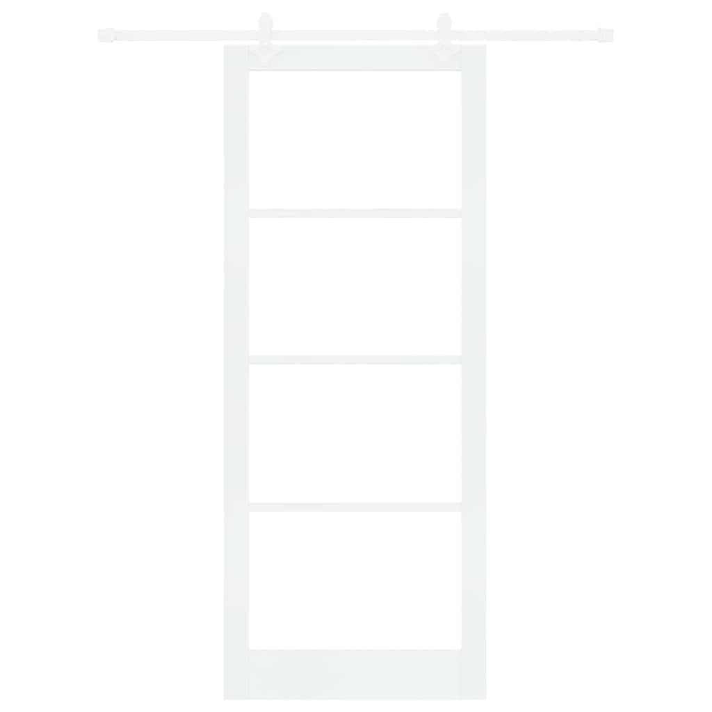 Skydedør Hvid 93 x 232 cm Massivt fyrretræ og glas