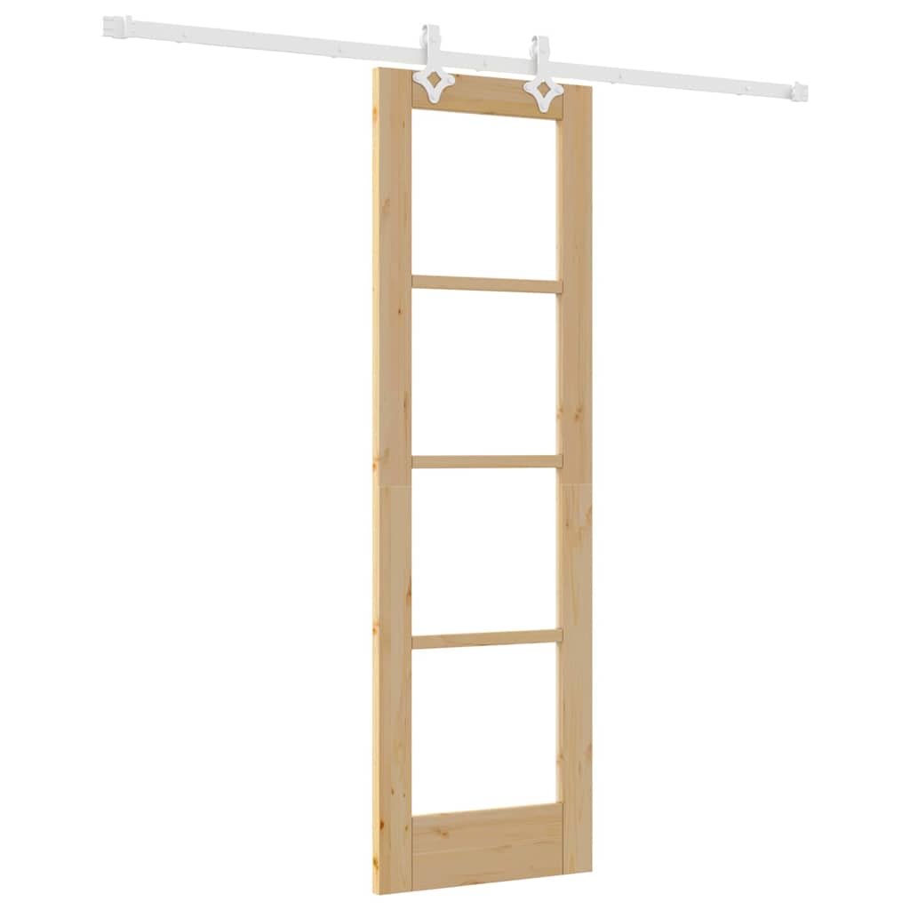 Skydedør Naturfarvet 61 x 198,5 cm Massivt fyrretræ og glas