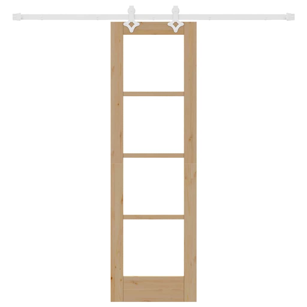 Skydedør Naturfarvet 61 x 198,5 cm Massivt fyrretræ og glas