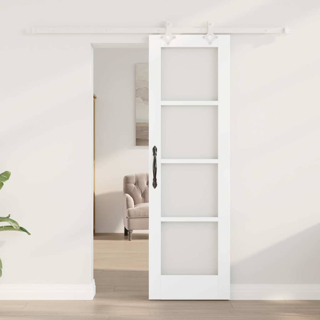 Skydedør Hvid 61 x 198,5 cm Massivt fyrretræ og glas