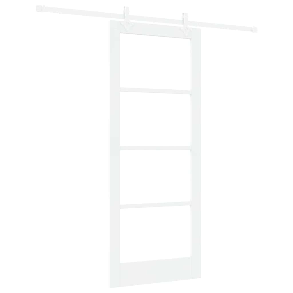 Skydedør Hvid 83 x 202 cm Massivt fyrretræ og glas