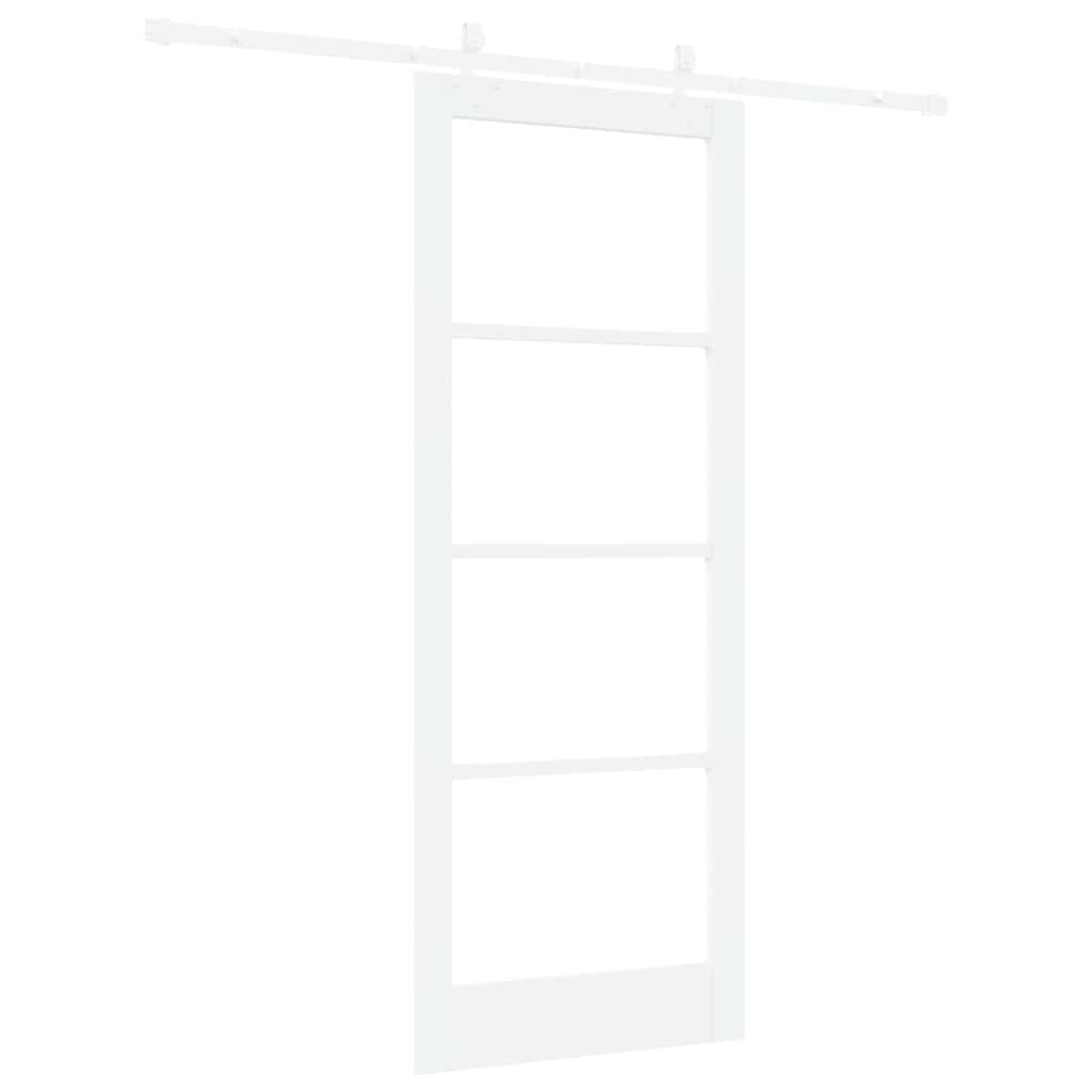 Skydedør Hvid 83 x 211 cm Massivt fyrretræ og glas