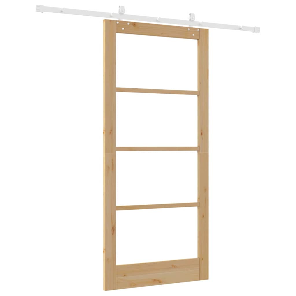 Skydedør Naturfarvet 93 x 202 cm Massivt fyrretræ og glas