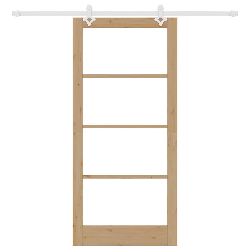 Skydedør Naturfarvet 93 x 202 cm Massivt fyrretræ og glas