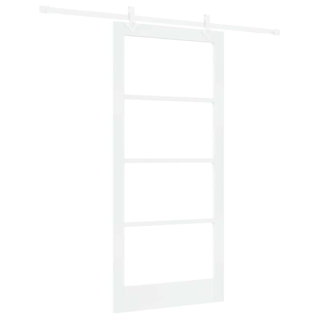 Skydedør Hvid 93 x 202 cm Massivt fyrretræ og glas