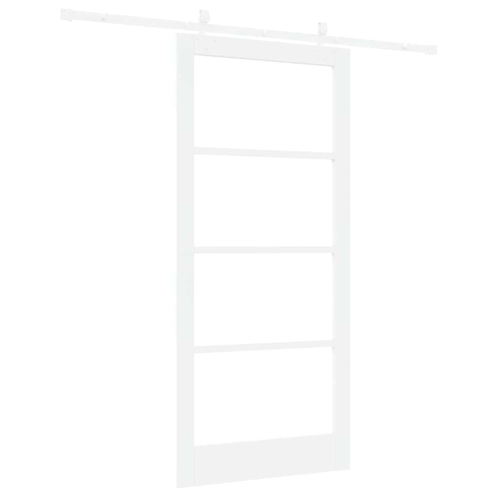 Skydedør Hvid 93 x 202 cm Massivt fyrretræ og glas
