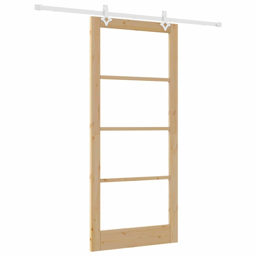 Skydedør Naturfarvet 93 x 211 cm Massivt fyrretræ og glas