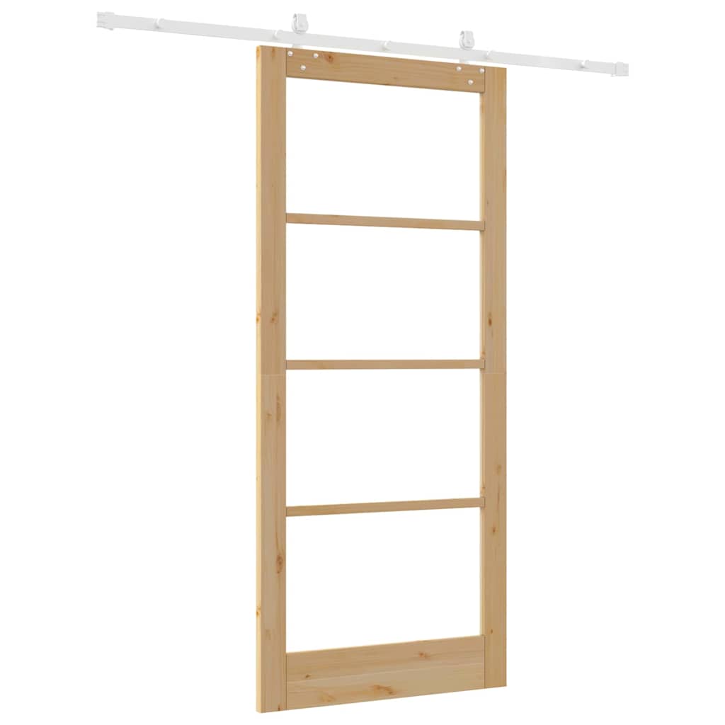 Skydedør Naturfarvet 93 x 211 cm Massivt fyrretræ og glas