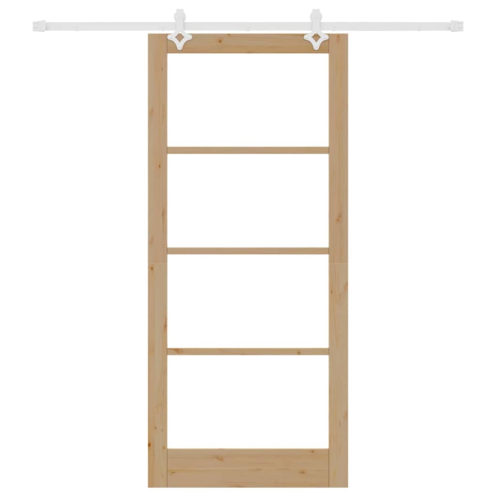 Skydedør Naturfarvet 93 x 211 cm Massivt fyrretræ og glas