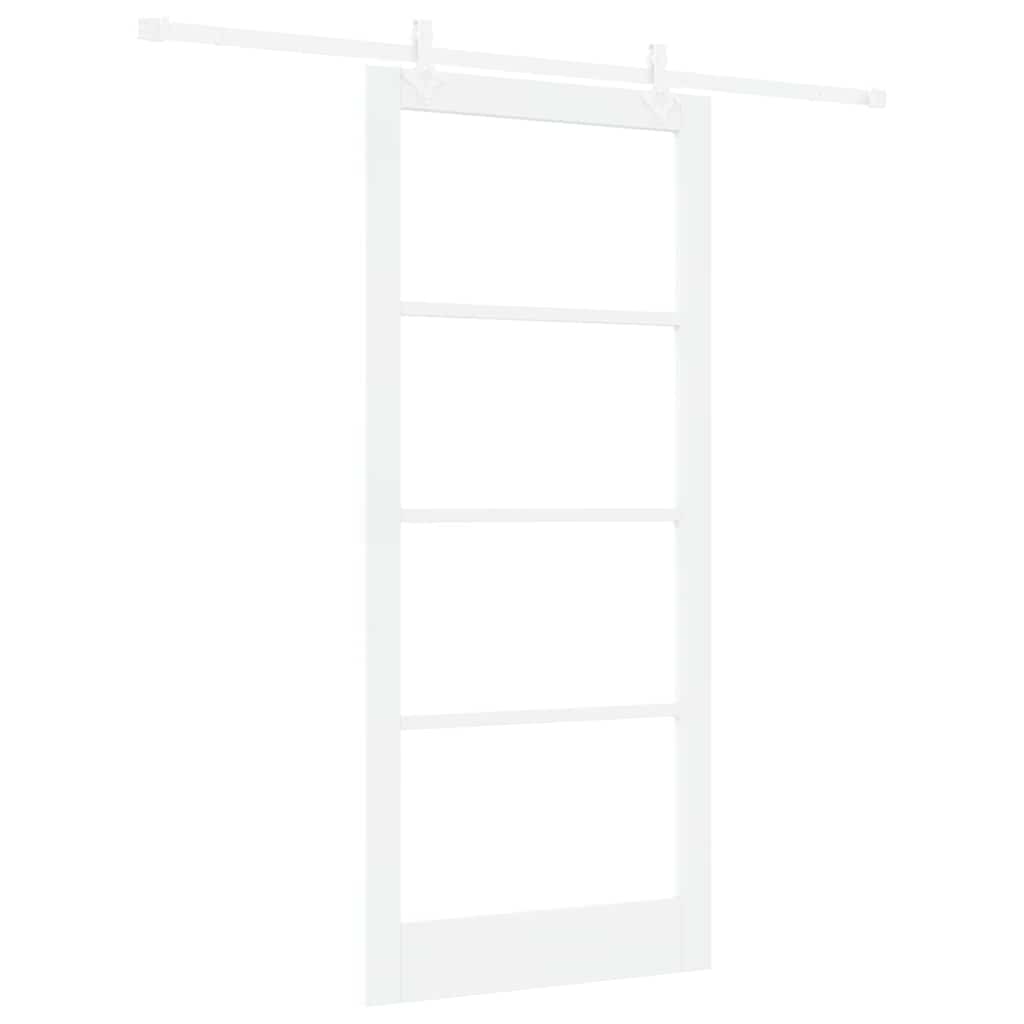 Skydedør Hvid 93 x 211 cm Massivt fyrretræ og glas