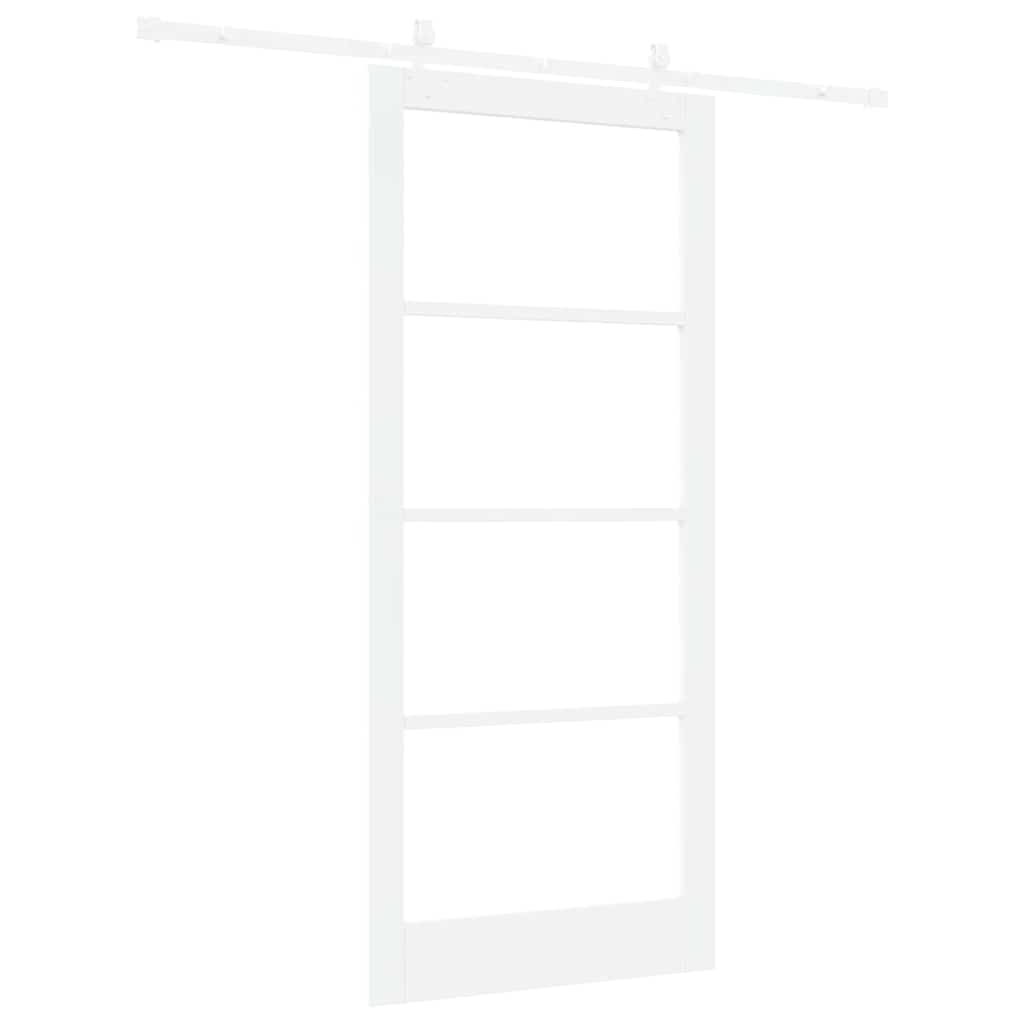 Skydedør Hvid 93 x 211 cm Massivt fyrretræ og glas