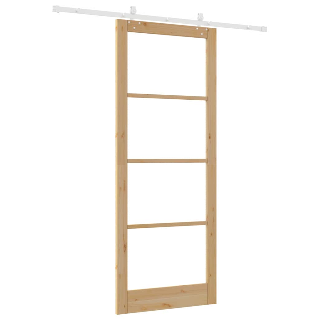 Skydedør Naturfarvet 93 x 232 cm Massivt fyrretræ og glas