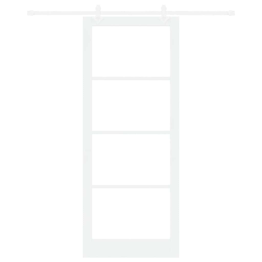 Skydedør Hvid 93 x 232 cm Massivt fyrretræ og glas