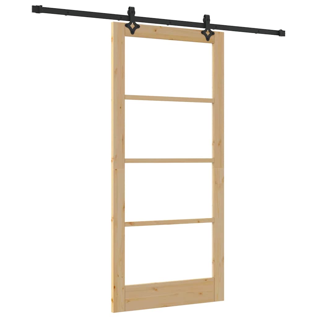 Skydedør Naturfarvet 93 x 202 cm Massivt fyrretræ og glas