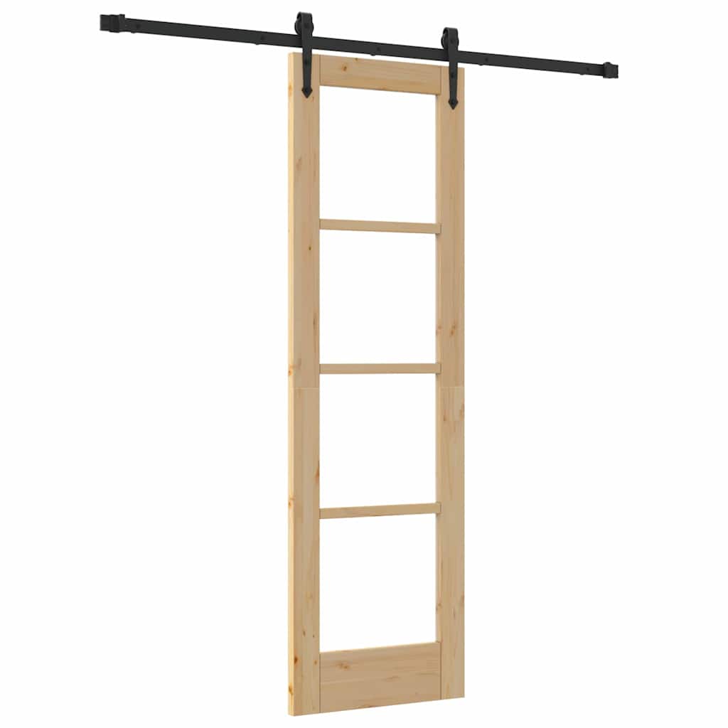 Skydedør Naturfarvet 61 x 198,5 cm Massivt fyrretræ og glas