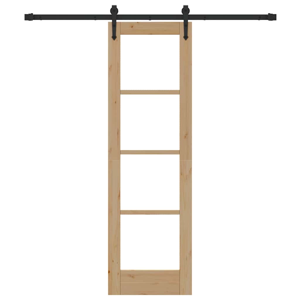 Skydedør Naturfarvet 61 x 198,5 cm Massivt fyrretræ og glas