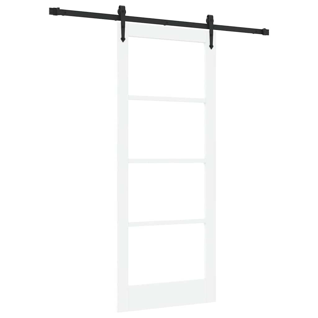 Skydedør Hvid 83 x 202 cm Massivt fyrretræ og glas