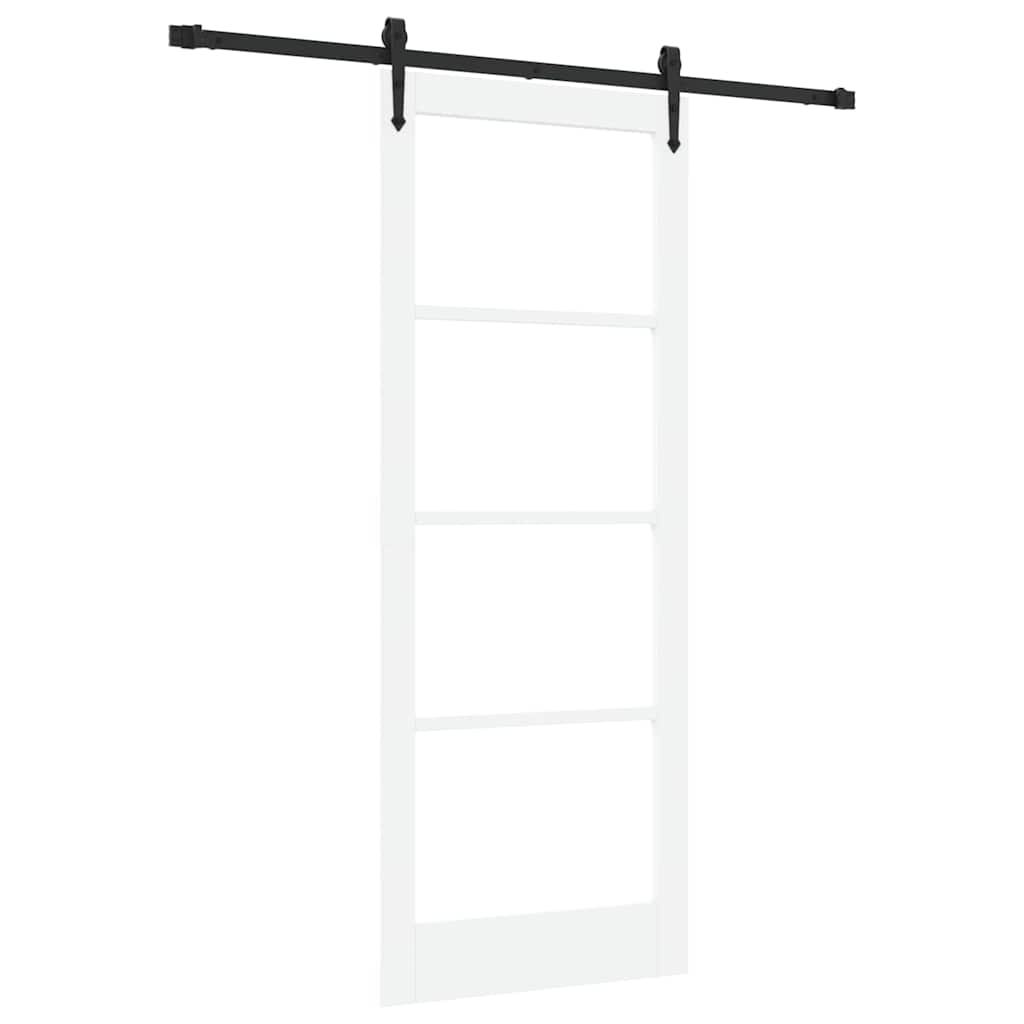 Skydedør Hvid 83 x 211 cm Massivt fyrretræ og glas