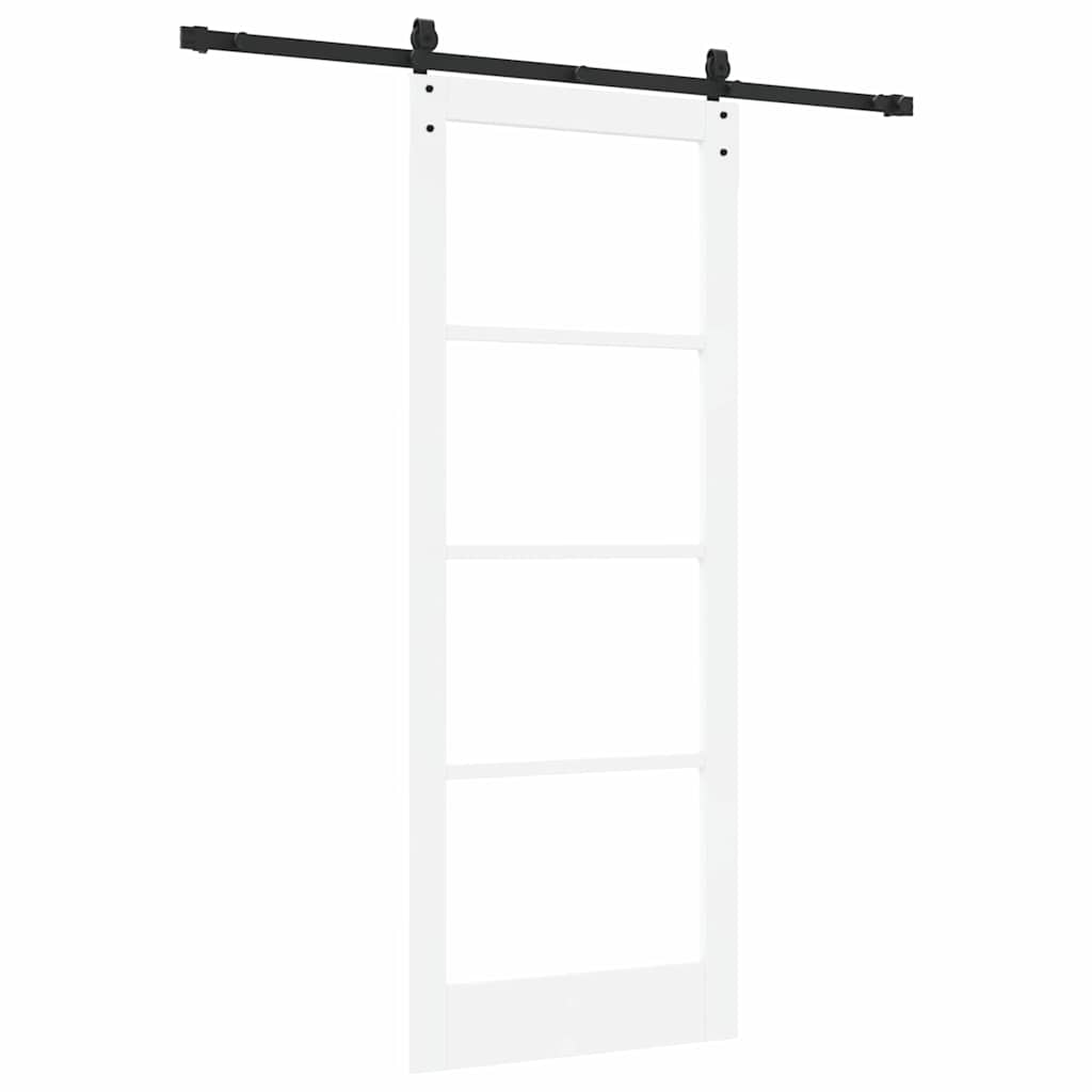 Skydedør Hvid 83 x 211 cm Massivt fyrretræ og glas