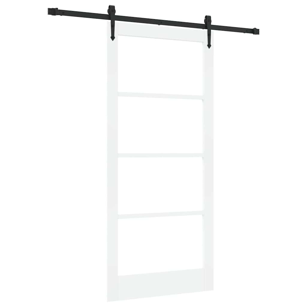 Skydedør Hvid 93 x 202 cm Massivt fyrretræ og glas
