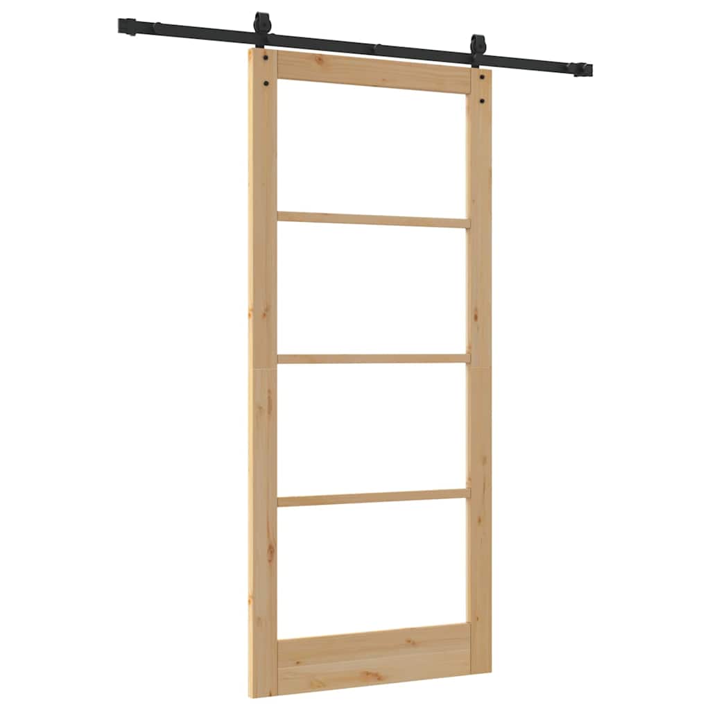 Skydedør Naturfarvet 93 x 211 cm Massivt fyrretræ og glas