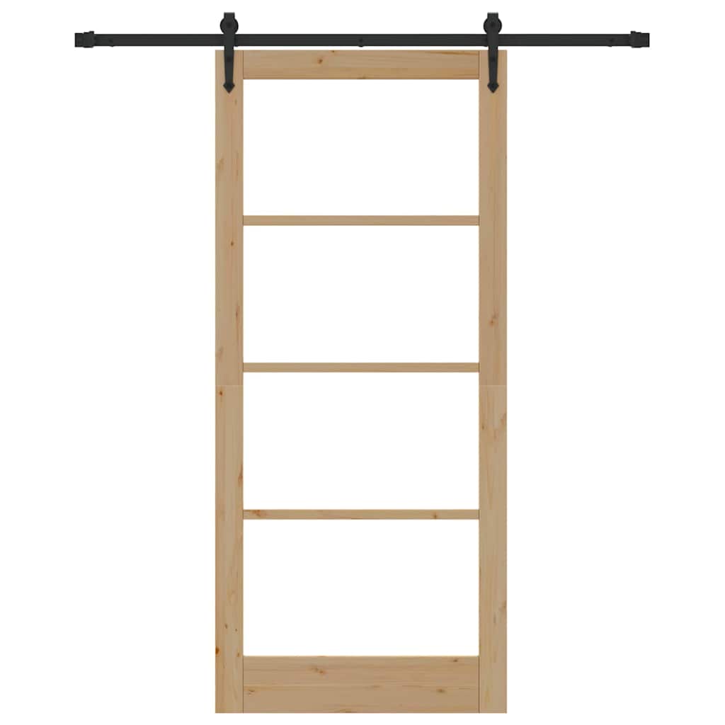 Skydedør Naturfarvet 93 x 211 cm Massivt fyrretræ og glas