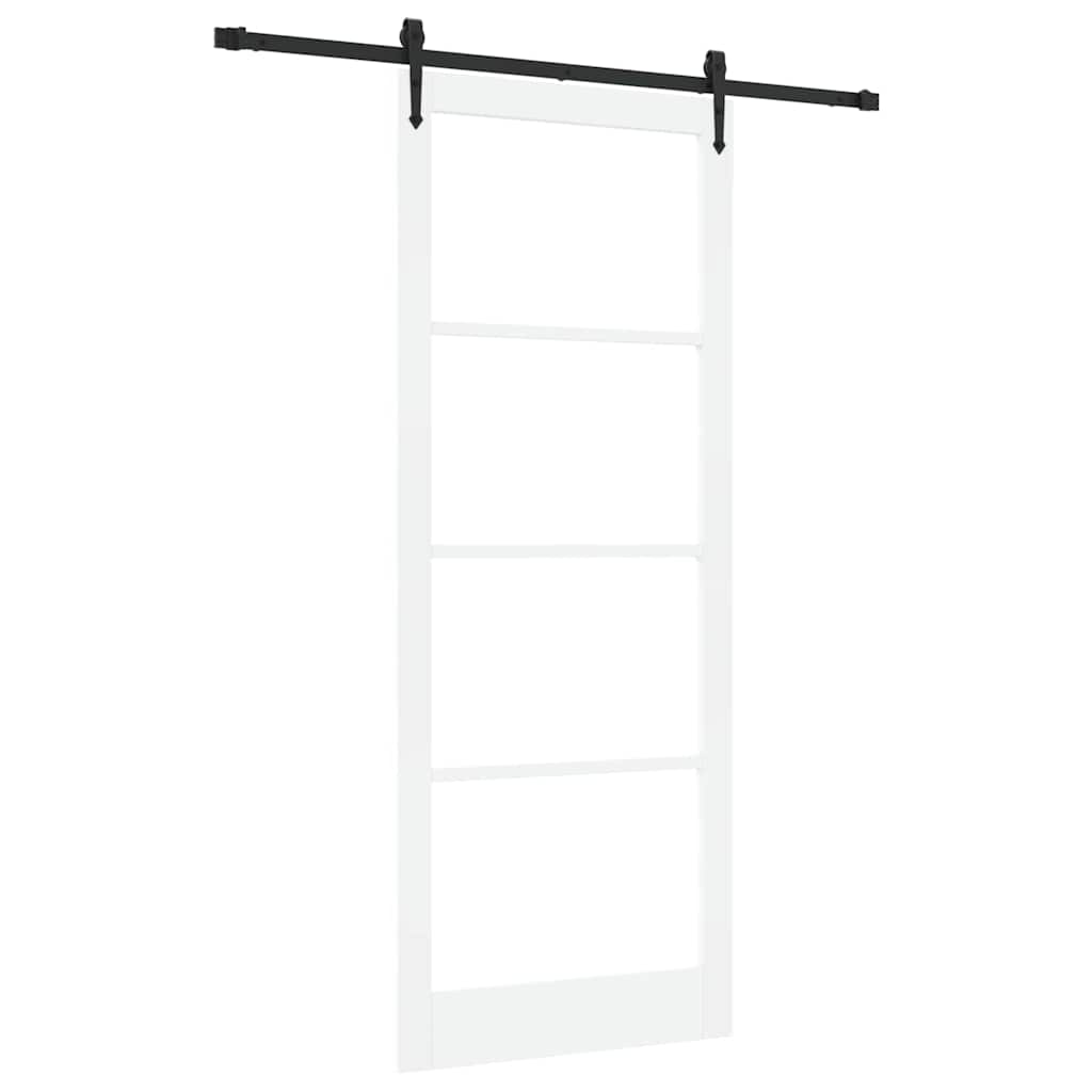 Skydedør Hvid 93 x 232 cm Massivt fyrretræ og glas