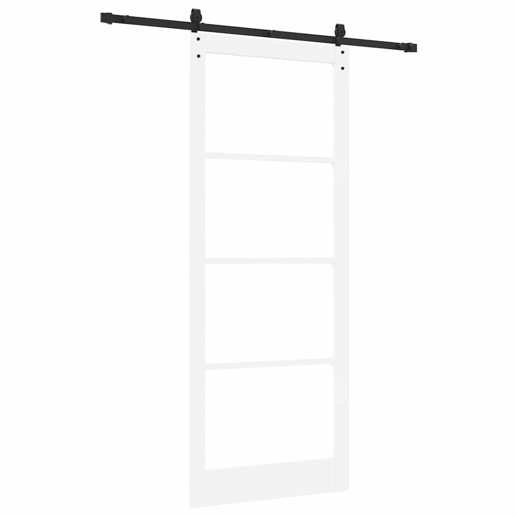 Skydedør Hvid 93 x 232 cm Massivt fyrretræ og glas