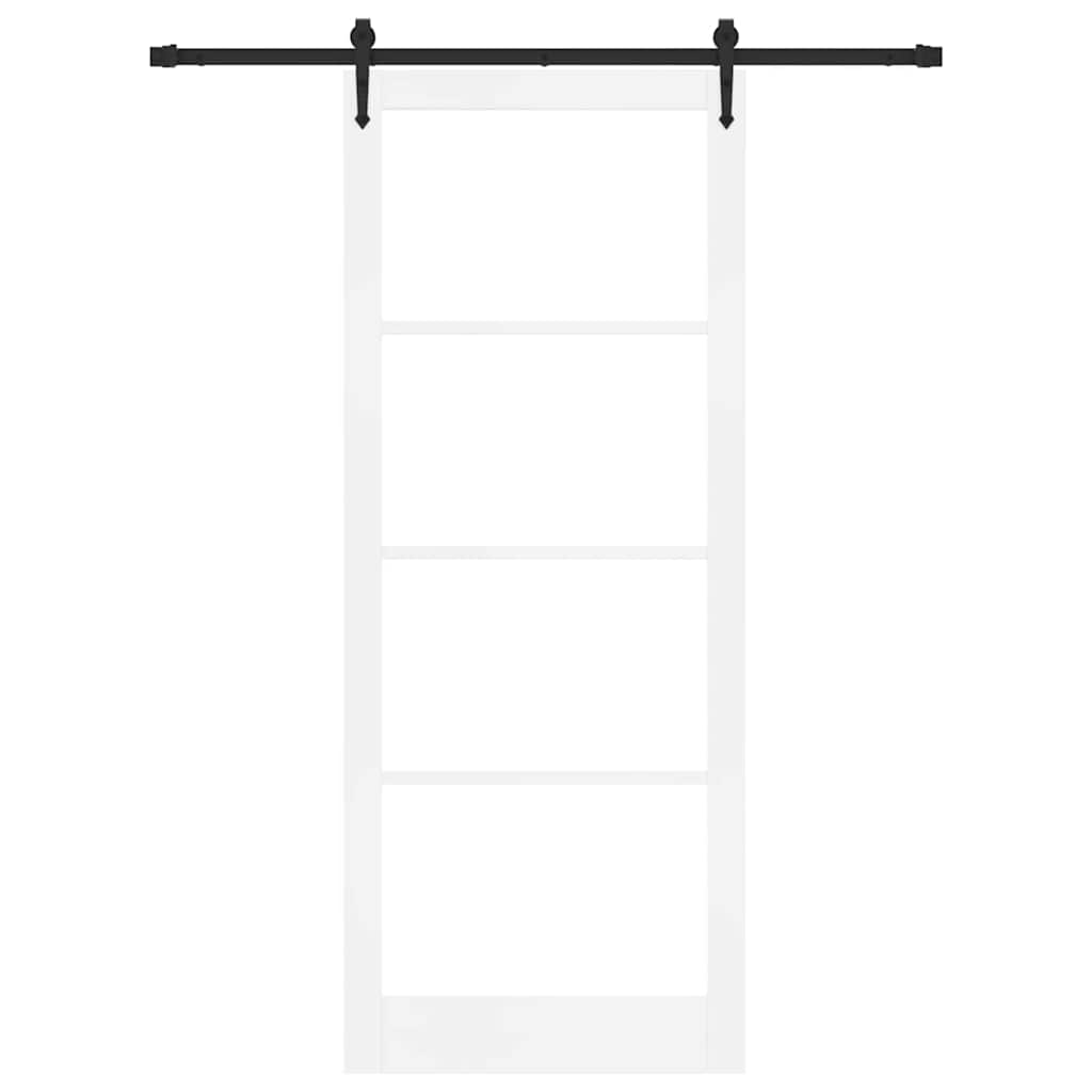 Skydedør Hvid 93 x 232 cm Massivt fyrretræ og glas