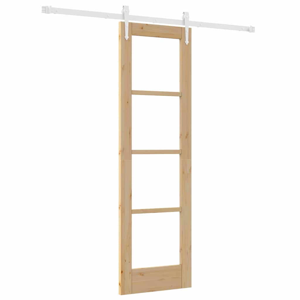 Skydedør Naturfarvet 61 x 198,5 cm Massivt fyrretræ og glas