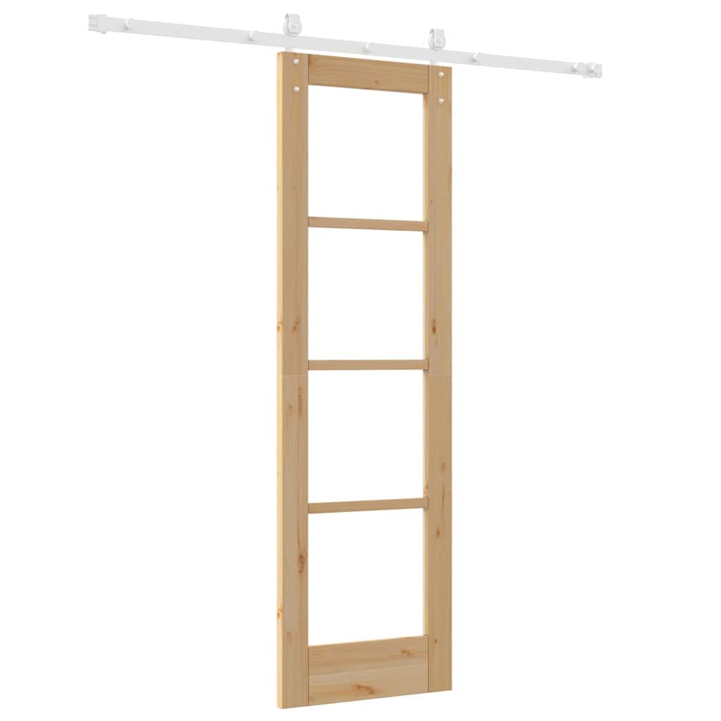 Skydedør Naturfarvet 61 x 198,5 cm Massivt fyrretræ og glas