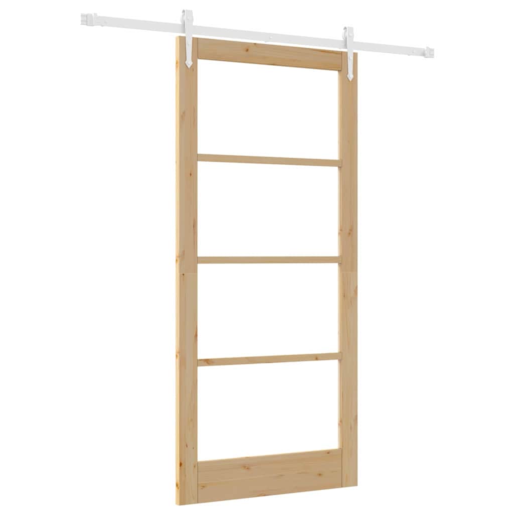 Skydedør Naturfarvet 93 x 202 cm Massivt fyrretræ og glas