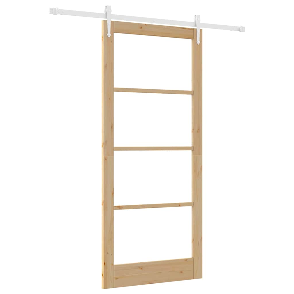 Skydedør Naturfarvet 93 x 211 cm Massivt fyrretræ og glas
