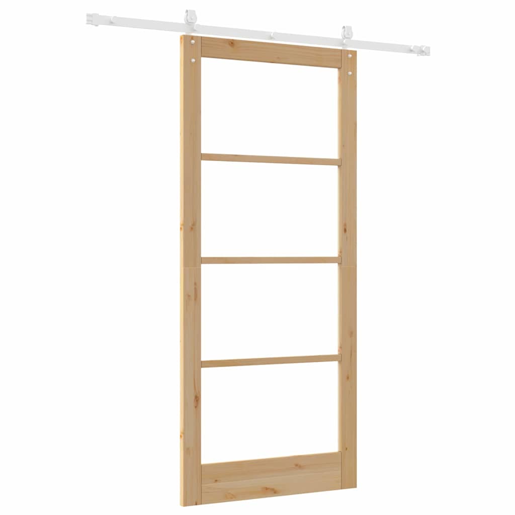 Skydedør Naturfarvet 93 x 211 cm Massivt fyrretræ og glas