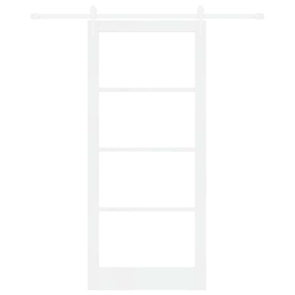 Skydedør Hvid 93 x 211 cm Massivt fyrretræ og glas