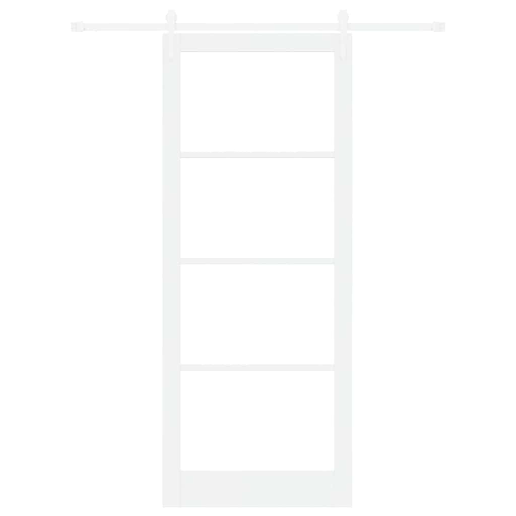 Skydedør Hvid 93 x 232 cm Massivt fyrretræ og glas