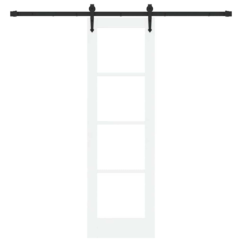 Skydedør Hvid og sort 61 x 198,5 cm Massivt fyrretræ og glas