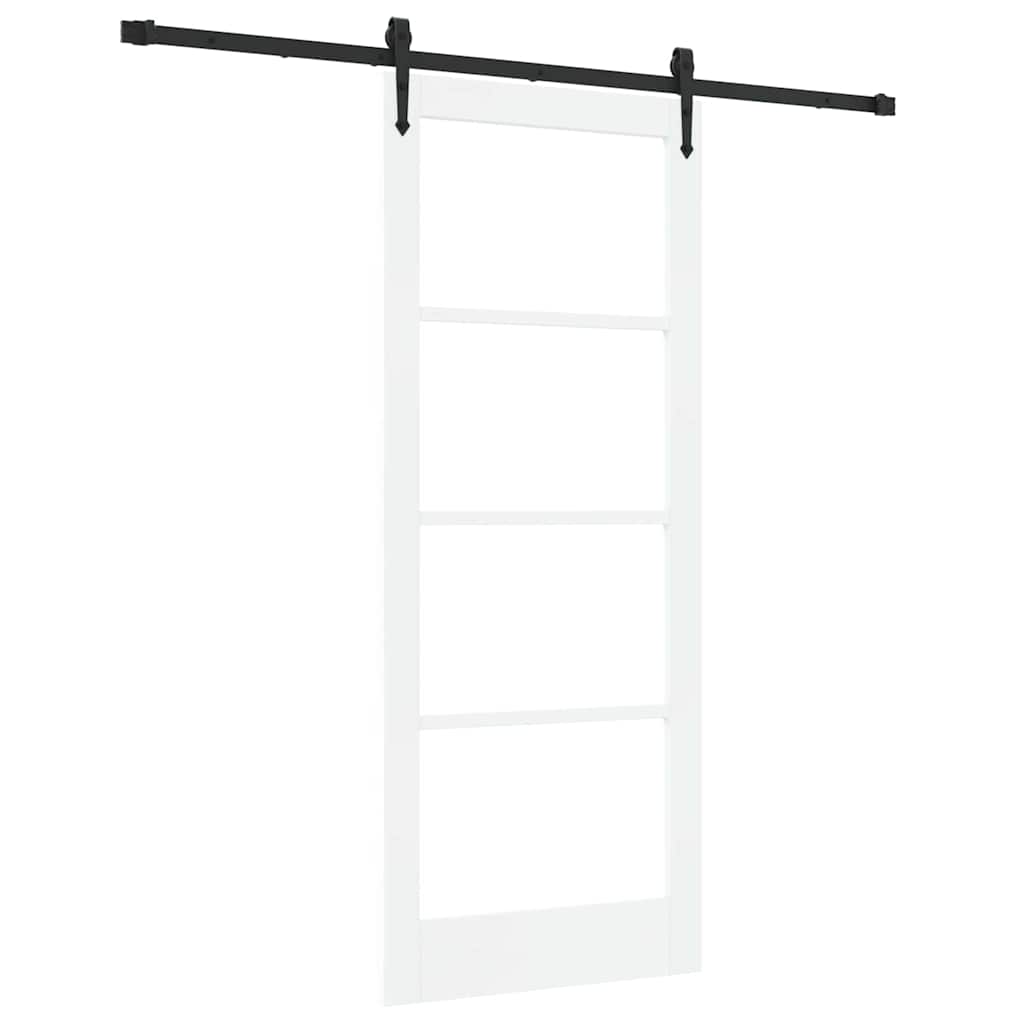 Skydedør Hvid og sort 83 x 202 cm Massivt fyrretræ og glas