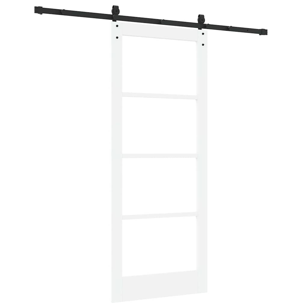 Skydedør Hvid og sort 83 x 202 cm Massivt fyrretræ og glas