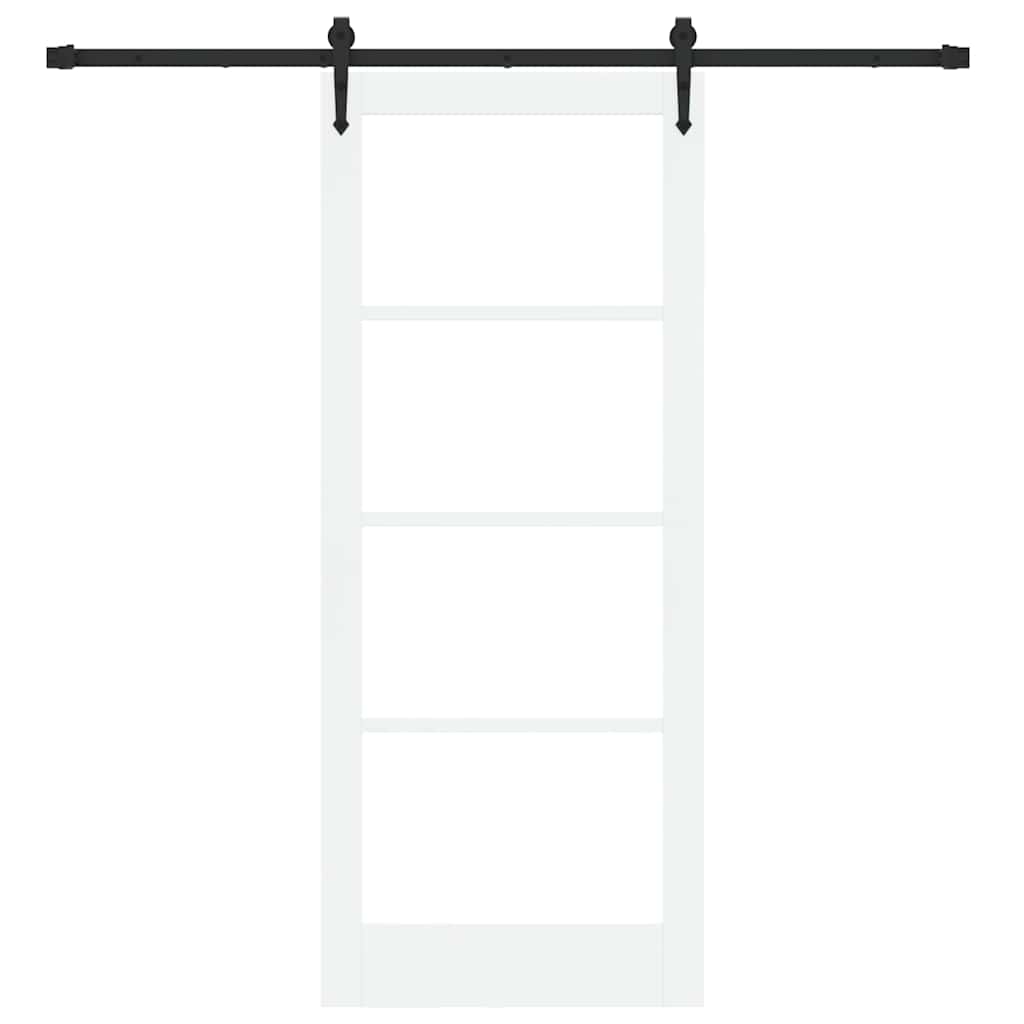 Skydedør Hvid og sort 83 x 202 cm Massivt fyrretræ og glas