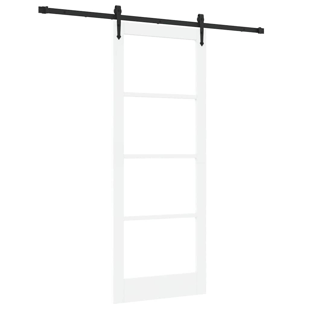 Skydedør Hvid og sort 83 x 211 cm Massivt fyrretræ og glas